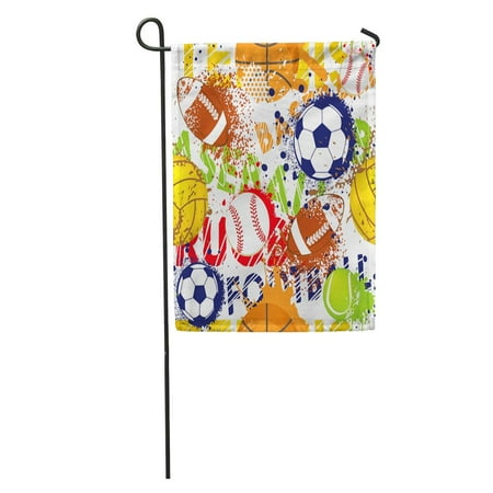 SIDONKU Boy Sport Pattern Balls for Child Creative White Baseball Basketball Garden Flag Decorative Flag House Banner 12x18 inch