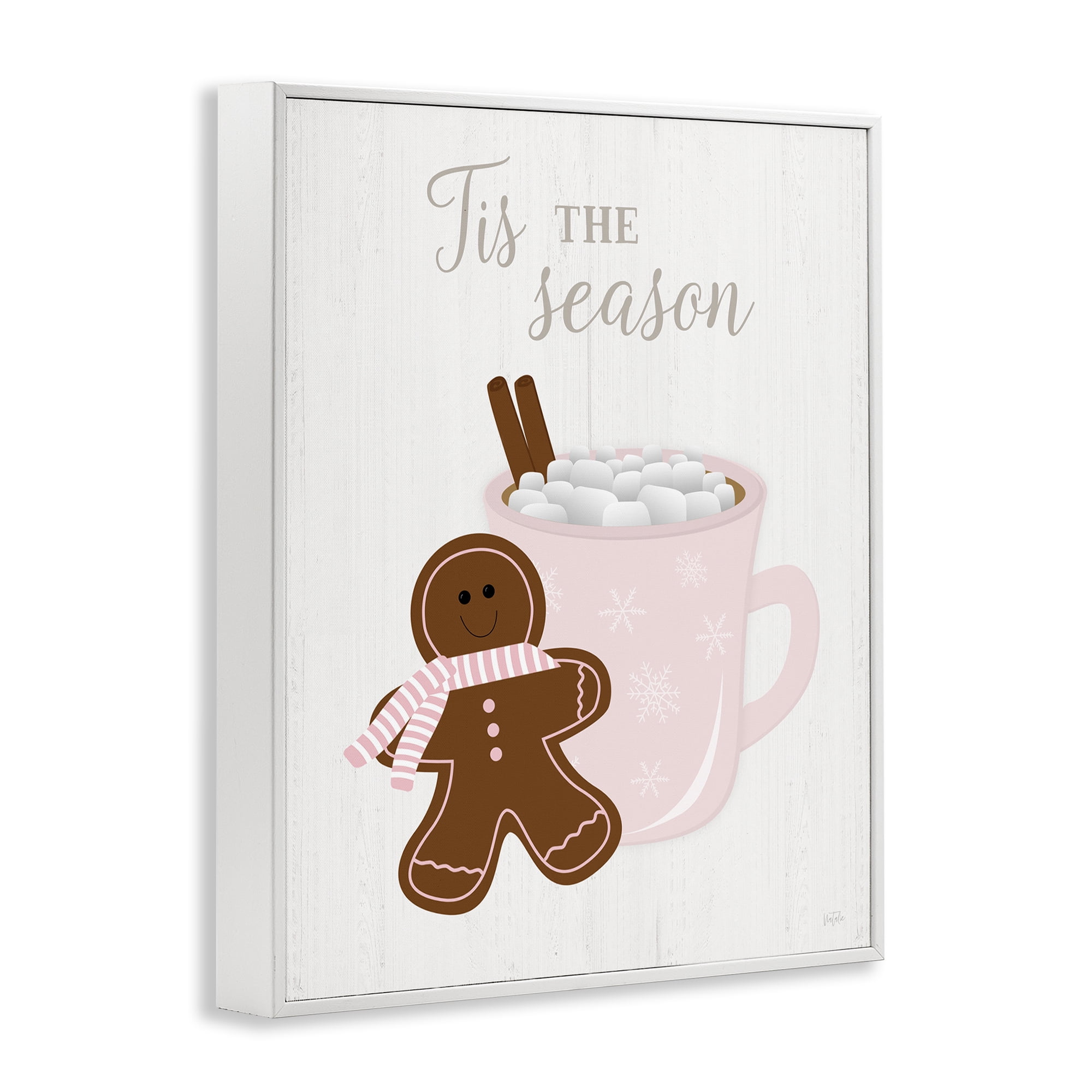 Stupell Industries Tis The Season Gingerbread Holiday Painting White Framed Art Prints Wall Art, 24 x 30