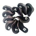thumbnail image 1 of Juego de 10 fundas para palos de golf para hierros con ventana superior 3, 4, 5, 6, 7, 8, 9, A, PW, gris negro Zulema Cubiertas de hierro de golf, 1 of 7