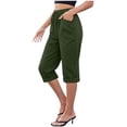 thumbnail image 2 of Busydd Womens Capri Pants with Pockets Elastic Waistband Drawstring Summer Pants Solid Color Rolled Cuffs Calf-Length Casual Pants for Women S, 2 of 7