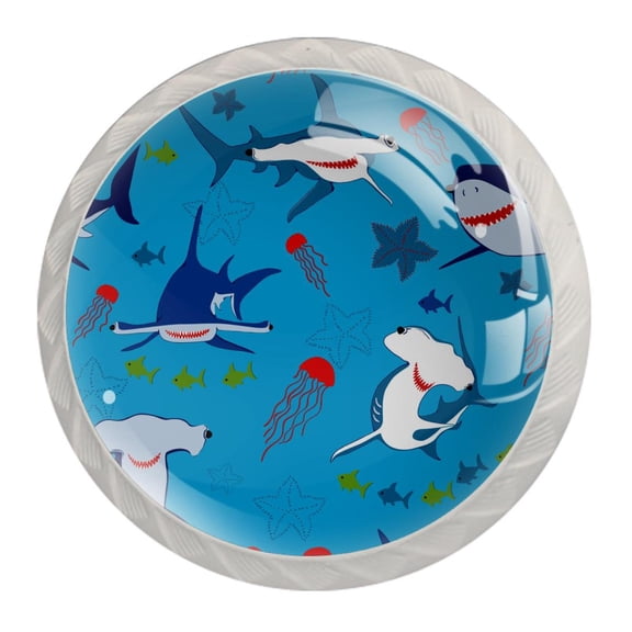 4 Pcs Sea Ocean Fish Knobs for Kitchen Cabinet Cupboard Dresser Bookcase Drawer Pulls Handles Round Home Decor