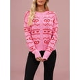 thumbnail image 3 of Women'S Cute Crew Neck Cardigan Long Sleeve Casual Knitted Cardigan Drop Shoulder Sweater Rose Red XL, 3 of 8