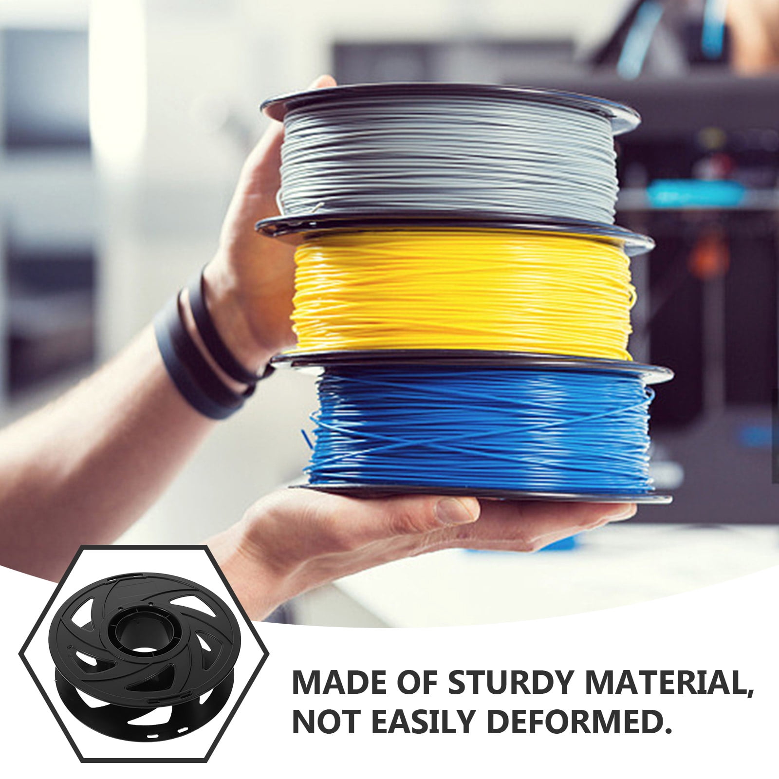 DEEPCRAFF 6Pcs Reusable Plastic Filament Spool for 3D Printer with Airflow Design Black