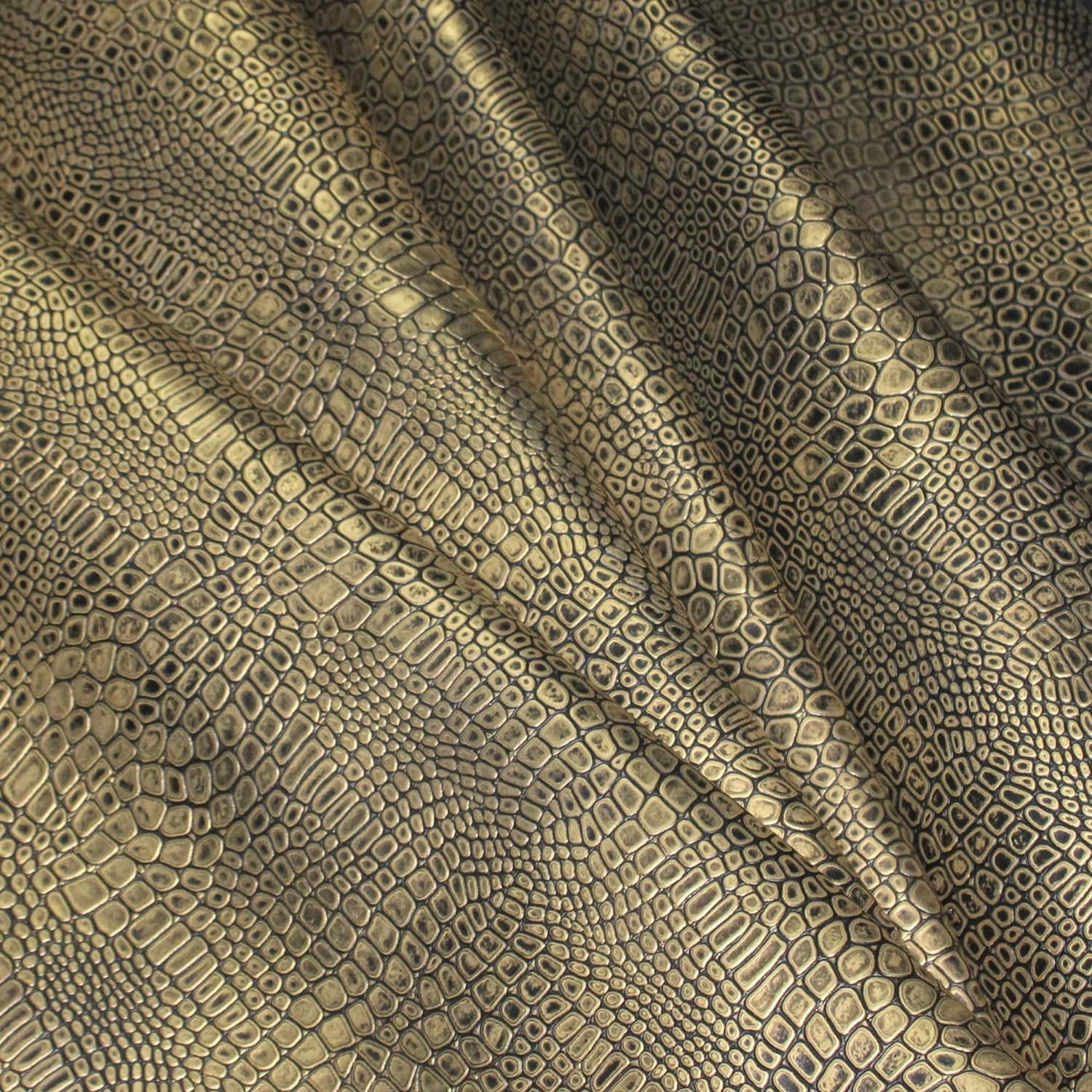 ArtisanCowhides Genuine Reptile Embossed Cowhide Leather for Crafts–  Gold 10 Sq ft