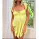 thumbnail image 1 of Lucakuins - Mini vestido de verano para mujer, sin mangas, lazo frontal, busto fruncido, estampado floral, vestido corto de línea A, ropa de playa Lucakuins  moda, 1 of 9