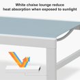 thumbnail image 5 of PURPLE LEAF Outdoor Chaise Lounge Set of 3, White Aluminum Adjustable lounge Chairs with Wheels & Table for Pool，Patio，Deck，Steel Blue, 5 of 10
