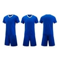 thumbnail image 1 of Conjuntos de blusas y camisas de manga corta con cuello en V. Conjunto de traje de fútbol de color sólido para niños para juegos deportivos universitarios, partidos de rendimiento, uniformes de entren, 1 of 5