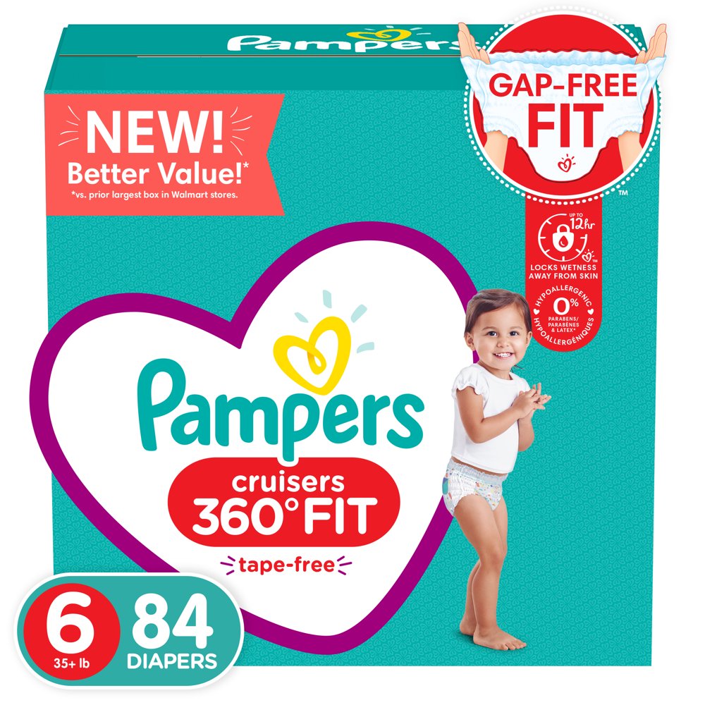 Pampers Cruisers 360 Fit Diapers, Active Comfort, Size 6, 84 Ct
