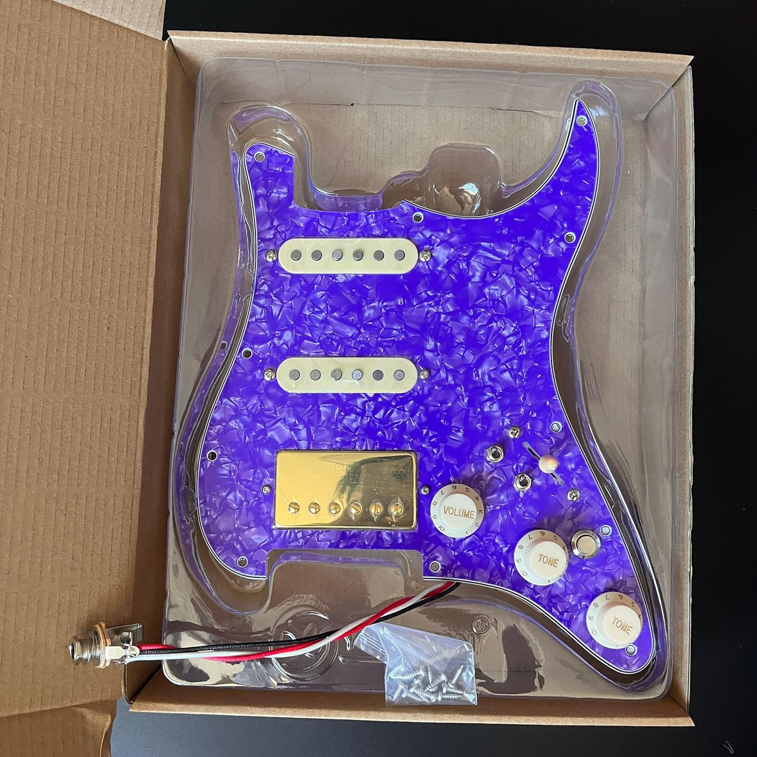 SSH Prewired Guitar Strat Pickguard Set With Silent Switch Kill Swith Ainico 5 Humbucker Pickups Coil Splitting Switch Multi Switch Harnesses ,For Fender ST Electric Guitar Part Replacement