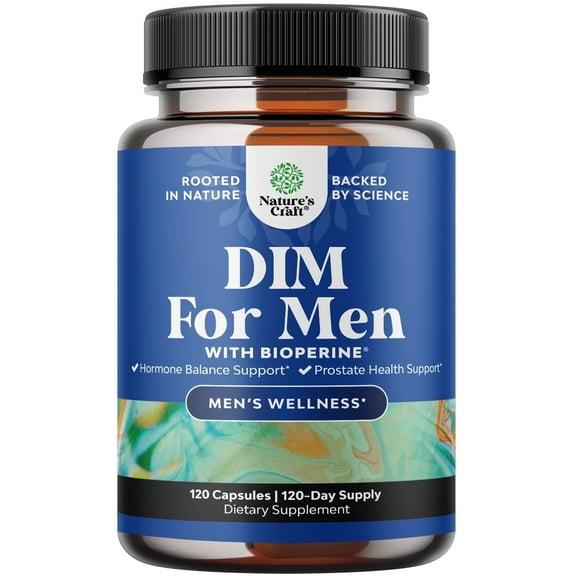 Advanced Diindolylmethane Dim Supplement for Men - Herbal Test Supplement for Men with Dim 200mg per serving Panax Ginseng Grapeseed Astragalus and BioPerine - Estrogen Hormone Balance Dim Complex