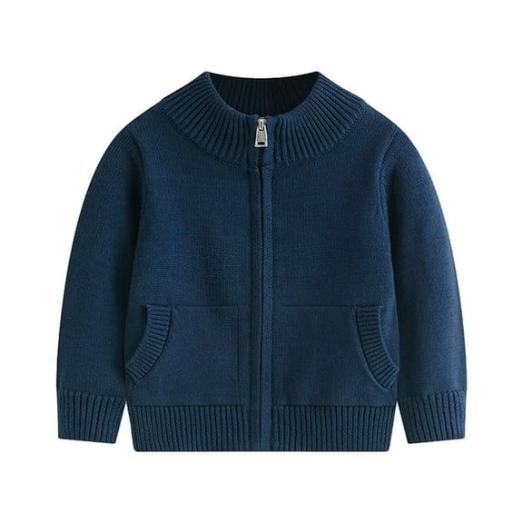GYRATEDREAM Boy's Sweater Cardigan Zipper Stand Collar Knitted Outwear Long Sleeve Sweater Coats with Pockets 3-7T