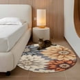 thumbnail image 2 of Round Rugs 4Ft, Orange Grey Dahlia Round Area Rug Washable Indoor Throw Carpet, Spring Floral Vintage Soft Non Slip Circle Rug for Kitchen Nursery Room Home Decor Aesthetic, 2 of 8