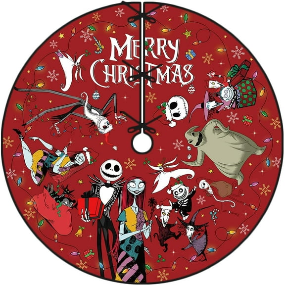 48'' Nightmare Before Christmas Skirt, Christmas Tree Collar, Holiday Room Tree Mat Decor, Perfect Home Party Christmas Decoration Indoor Outdoor