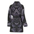 thumbnail image 2 of Black And Purple Damask Pattern Women Bathrobe One Size Univeral Fits Fashion Lightweight Plush Fleece Long Robe For Women, 2 of 3