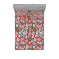 thumbnail image 2 of Floral Bedding Set with Sheet & Covers, Vibrant Bunch of Various Flower Petals Florets Shabby Form Illustration, Printed Bedroom Decor 2 Shams, 4 Sizes, Pink Brown and Teal, by Ambesonne, 2 of 3