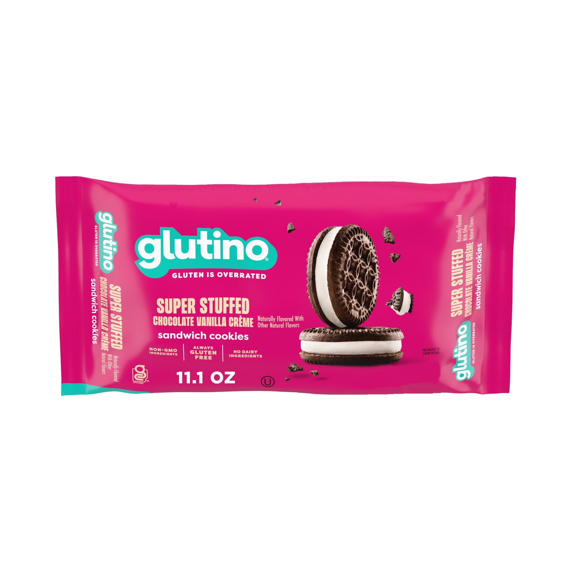 (3 pack) Glutino Gluten Free Super Stuffed Chocolate Vanilla Crème Flvrd Sandwich Cookies, 11.1 oz.