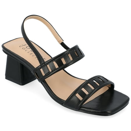 

Journee Collection Womens Ismay Laser Cut Sling Back Block Heel Sandals