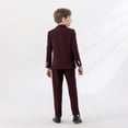 thumbnail image 5 of CUZIBR Christmas Outfit For Kids Boys Formal Suits Four Piece Shirt Tuxedo Gentlemen Solid Color Jacket Vest Trousers Bowtie Wedding Party Activist Dress Wear Jogging Sets,Wine,5-6 Years, 5 of 9