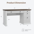 thumbnail image 2 of GloryStar Fluted Wooden Desk, 54'' Home Office Executive Desk with Storage Drawers and Built-In Charging Station, 2 of 9