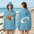 thumbnail image 4 of BODOAO Women's Touchdown Season Football Graphic Hoodie Long Sleeve Pullover, Casual Game Day Sports Fan Sweatshirt with Helmet Coffee Floral Print for Fall Tailgate Wear Light Blue 2XL, 4 of 9