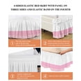 thumbnail image 6 of Pink Striped Wrap Around Bed Skirts for Queen Bed 18" Drop, Bed Skirt with Adjustable Elastic Belt Dust Ruffle Bed Valance for Bedroom Hotel Luxury Modern Farmhouse Stripes Bed Frame Cover, 6 of 7