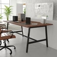 thumbnail image 3 of BizChair Commercial 72x36 Conference Table with 1" Thick Double Sided Laminate Table Top with PVC Edging and Heavy Duty A-Frame Steel Base, Walnut, 3 of 10