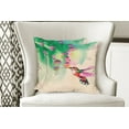 thumbnail image 4 of Ambesonne Nature Throw Pillow Cover 2 Pack, Colibri and Flowers, 20", Green Fuchsia, 4 of 6