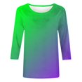 thumbnail image 4 of Ombre Shirts for Women Plus Size Casual Top Summer Cute Gradient Tunic Tees Crewneck Pullover Tops, 4 of 5