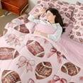 thumbnail image 4 of Castle Fairy Boys Girls Football Print Twin Bedding Sets 7-Piece,Kawaii Pink Ribbon Bow Bedding Comforter Set Microfiber,Sport Rugby Gamer Breathable Sheet Sets,Super Cozy Room Decor,Reversible, 4 of 8