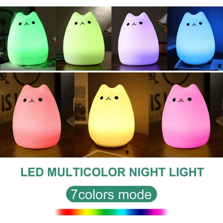 

Silicone night light remote USB rechargeable night light with warm white and 7-color breathing mode for children Christmas gift for children