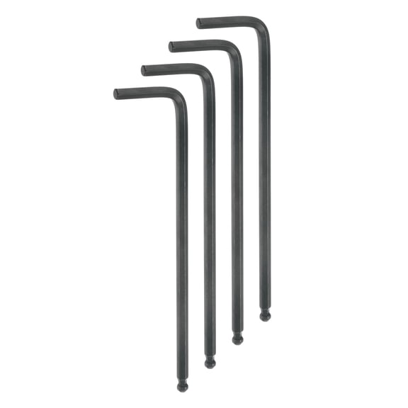 Uxcell 4pcs Ball End Hex Key Wrench 4mm L-Shape Long Arm Hexagon Metric Wrenches Repairing Tool Black