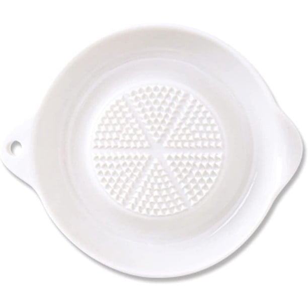 Rallador Cerámico 4 Pulgadas para Jengibre Ajo Cebolla con Anillo Silicona Tazón Anti Corrosión Cocina