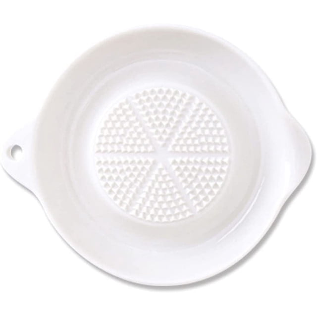 Rallador Cerámico 4 Pulgadas para Jengibre Ajo Cebolla con Anillo Silicona Tazón Anti Corrosión Cocina