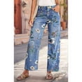 thumbnail image 4 of Floral Print Wide Leg Pants for Women Trendy Mid Rise Boho Ankle Cute Jeans Light Blue L, 4 of 9