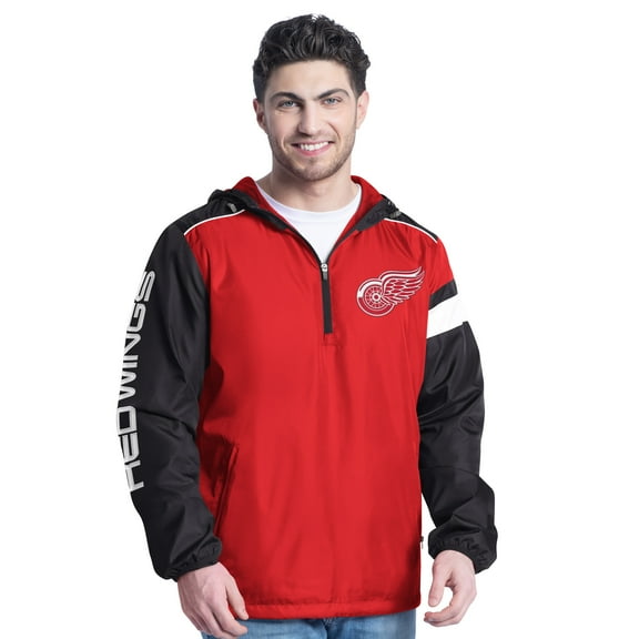Men's G-III Sports by Carl Banks Red/Black Detroit Red Wings Lateral Half-Zip Hoodie Jacket