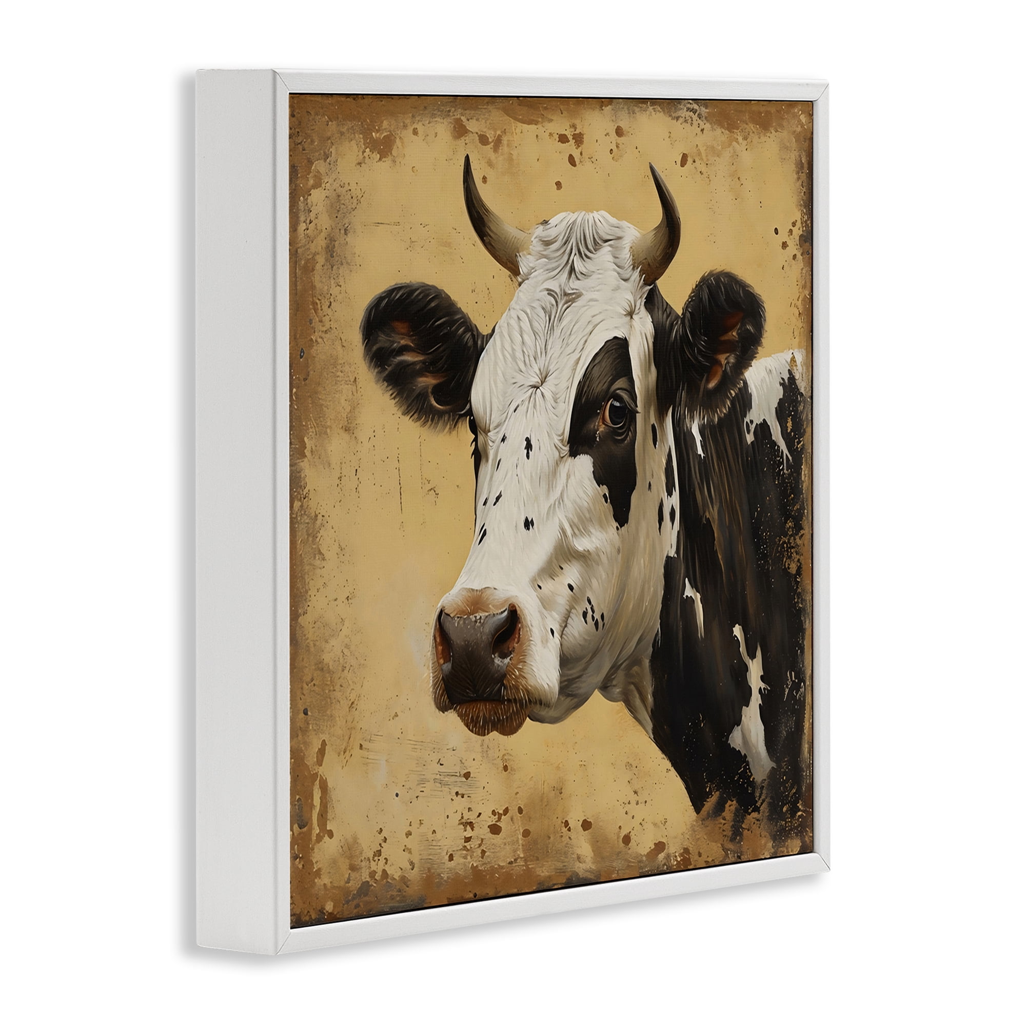 Stupell Industries Spotted Brown Cow Portrait White Framed Giclee Art, design by Creative Studio