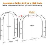 Heyfurni Sturdy Metal Archway, Black 7.9ft Garden Arch Arbors, Trellis for Climbing Plants Outdoor 6-8ft, Two Way Assemble Decoration Metal Arch