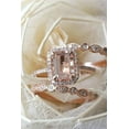 thumbnail image 2 of 3Ct Emerald Cut Morganite Trio Set Women's Engagement Ring 14K Rose Gold Plated, 2 of 2