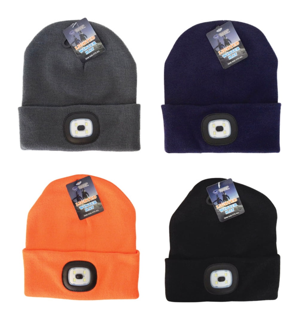 Diamond Visions 9009367 Beanie Lighted Winter Hat - Assorted Color, Pack of 24