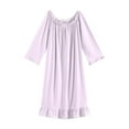 thumbnail image 6 of Feancey Cotton Nightgowns for Women 3/4 Sleeve Sleeve Ruffle Sleep Dress Ruched Casual Loose Nightshirts Solid Color Lounge Sleepwear Holiday Gifts Purple M, 6 of 6