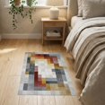 thumbnail image 3 of ODIKA 2'x3' Washable Throw Rug Modern Abstract Geometric Mosaic With Gold And Brown Color Blocks for Hallway, Study Room, Non-Slip Low Profile, Flatwoven, 3 of 7