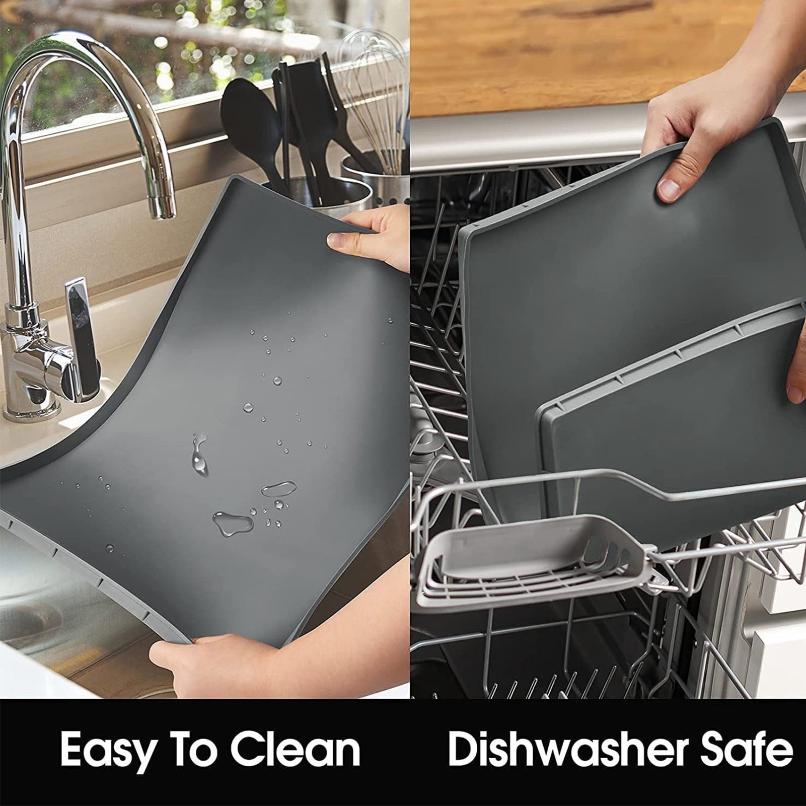 BIMZUC Washer and Dryer Covers for The Top Waterproof Prevent Slip Washing Machine Top Protector Silicone Mat for Laundry Kitchen Grey 60x50cm / 23.6x19.7in