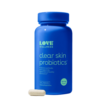 Love Wellness, Clear Skin Probiotic, 30 Capsules, Reduce Pores for Healthy & Hydrated Skin, Safe & Effective