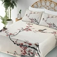 thumbnail image 3 of Ambesonne Tree Fitted & Top Sheet Set with Shams, Oriental Illustration, Pale Caramel Ruby, 3 of 5