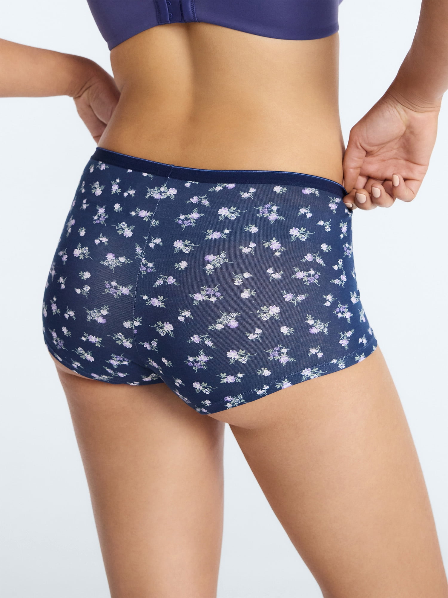 Joyspun Women's Cotton-Blend Boyshort Panties, 6-Pack, Sizes S-XXXL