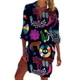 thumbnail image 1 of Frontwalk Women Summer Bohemian Lapel Neck Blouse Longline Elegant Tunic Shirt Holiday Shirts with Pockets, 1 of 2