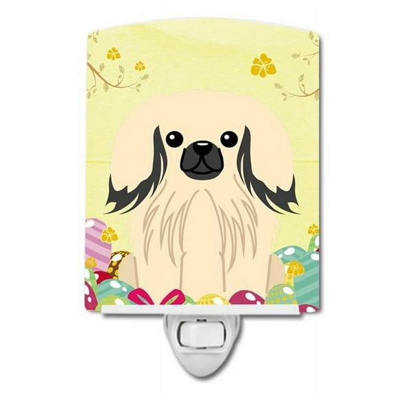 Caroline's Treasures BB6106CNL Easter Eggs Pekingese Cream Ceramic Night Light, 6x4x3", multicolor