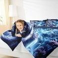 thumbnail image 4 of Homewish Chinese Dragon Print Bedding Comforter Set for Boys, Dreamy Waterfall Castle Twin Comforter Sets, Psychedelic Japanese Style Reversible Bedding Set, Lightweight Room Decor, 2pcs, 4 of 8