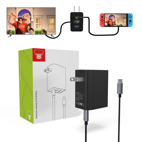 Switch Dock Charger for Nintendo Switch, Mirabox 45W Portable TV Docking Station with 4K@60Hz HDMI/USB2.0/PD USB-C Fast Charging Ports, Full-Featured USB-C Cable Included