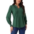 thumbnail image 4 of INSPIRE CHIC Women's V Neck Long Sleeve T Shirts Pleated Casual Tunic Blouse Tops, 4 of 5
